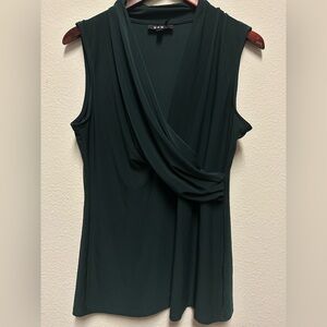 DKNY Sleeveless Drape Top - Dark Green